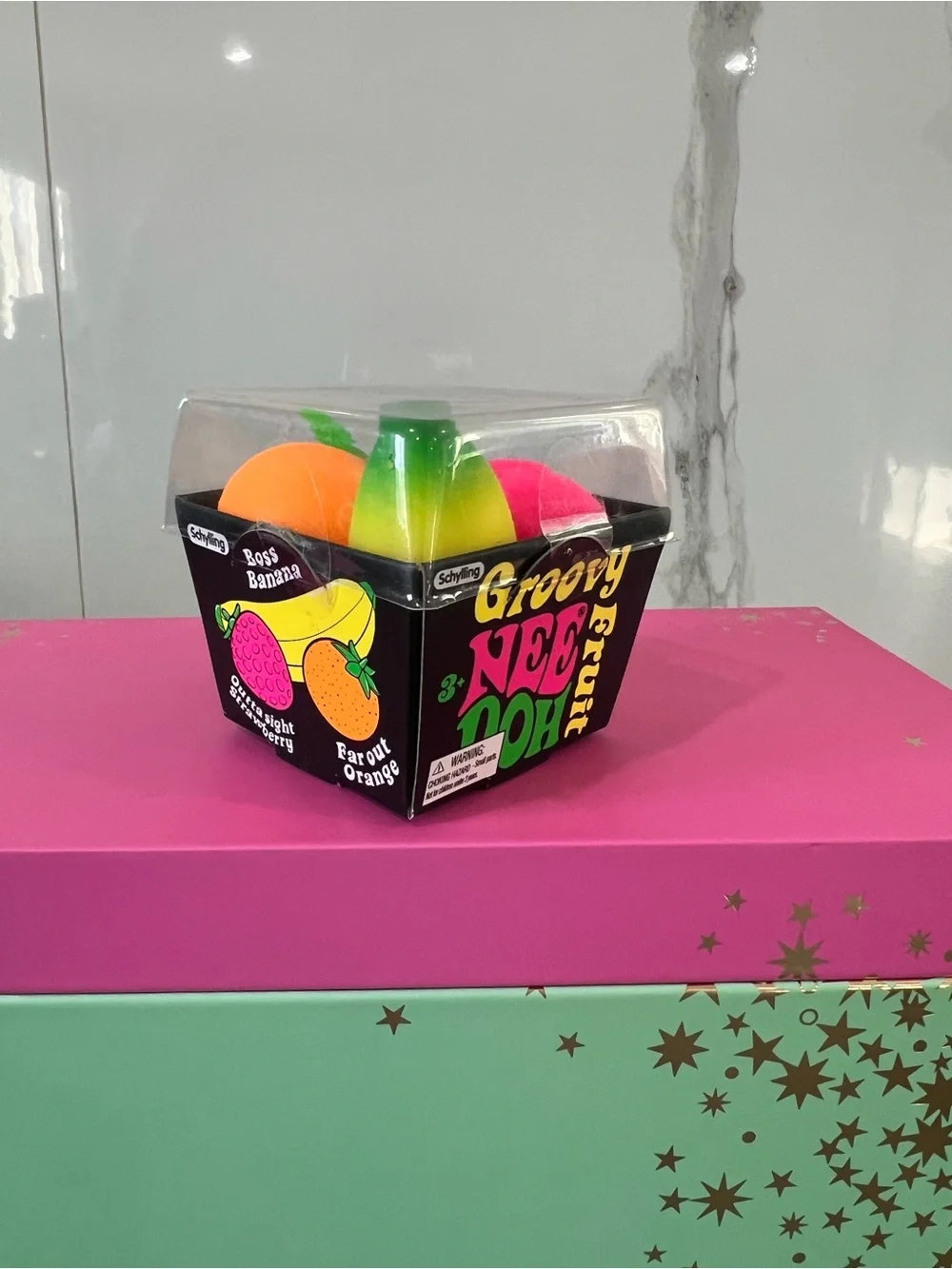 Needoh -Groovy NeeDoh Fruit Squeeze Toy Set - Neon Orange, Pink, Yellow, Green